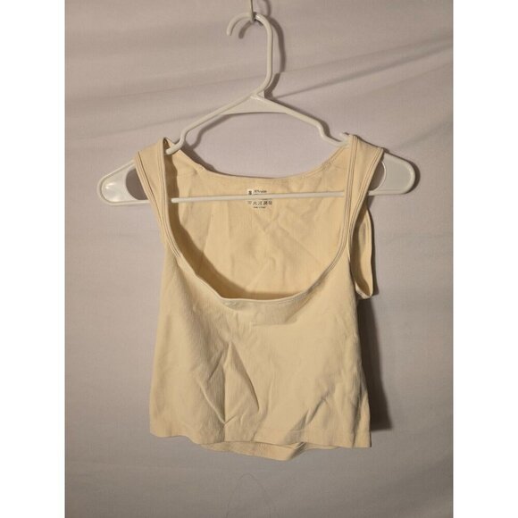 New Cream Color Crop top Fitted Basic Sexy Stretch Womens Size Small - Picture 1 of 2